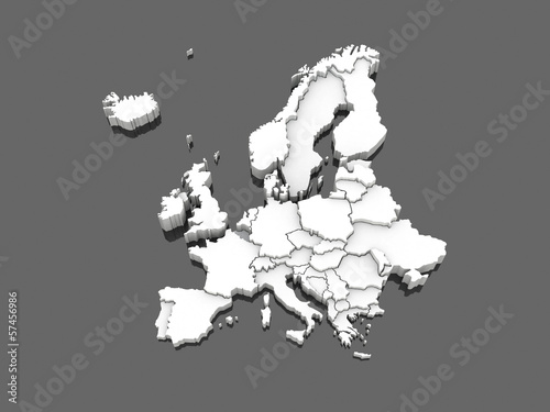 three-dimensional map of Europe