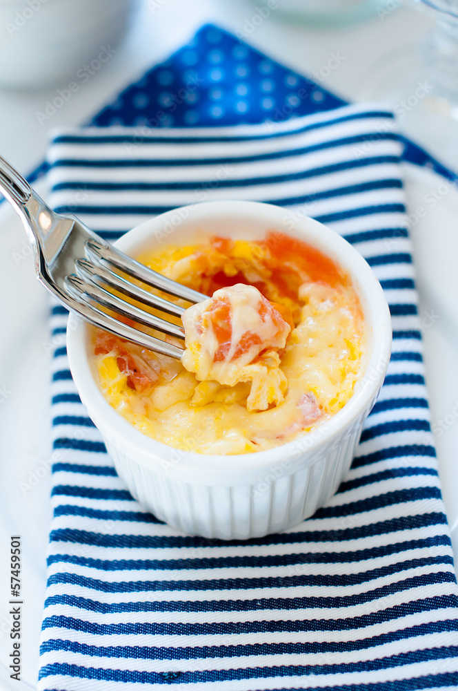 Casserole, baked eggs and cheese Casserole, baked eggs and cheese