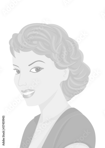 Portrait of young woman in grey colors