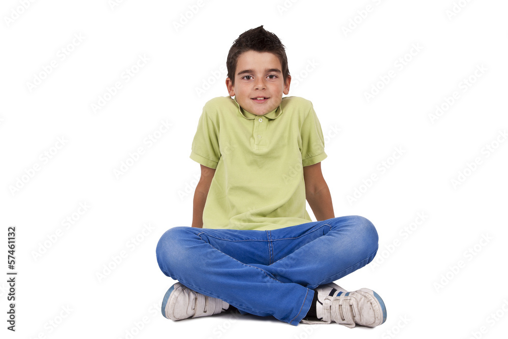 boy sitting isolated on white background boy sitting isolated on white background