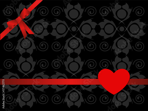 illustrazione con fiocco e cuore su sfondo astratto