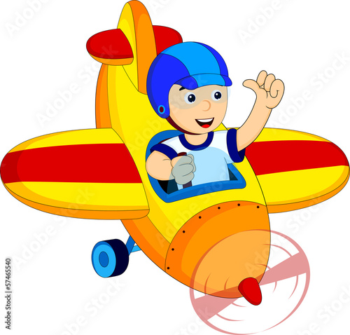 little boy in a plane