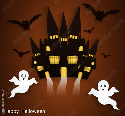 Haunted House. Halloween background  bedding or card.