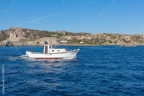 Boat in Mediterranean sea.