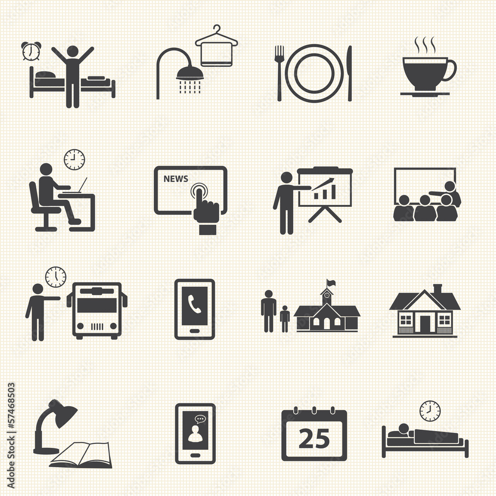 Man Daily Routine Icons Man Daily Routine Icons