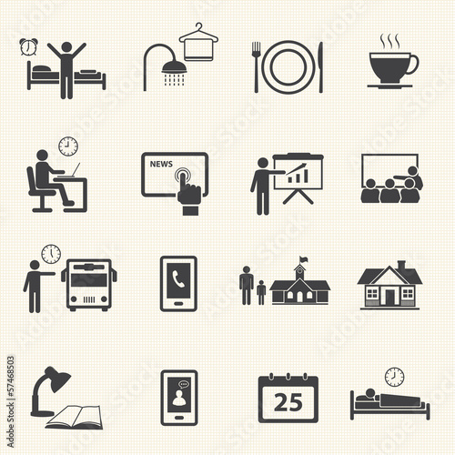 Man Daily Routine Icons