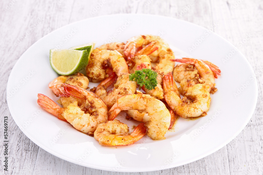 plate of cooked shrimp plate of cooked shrimp