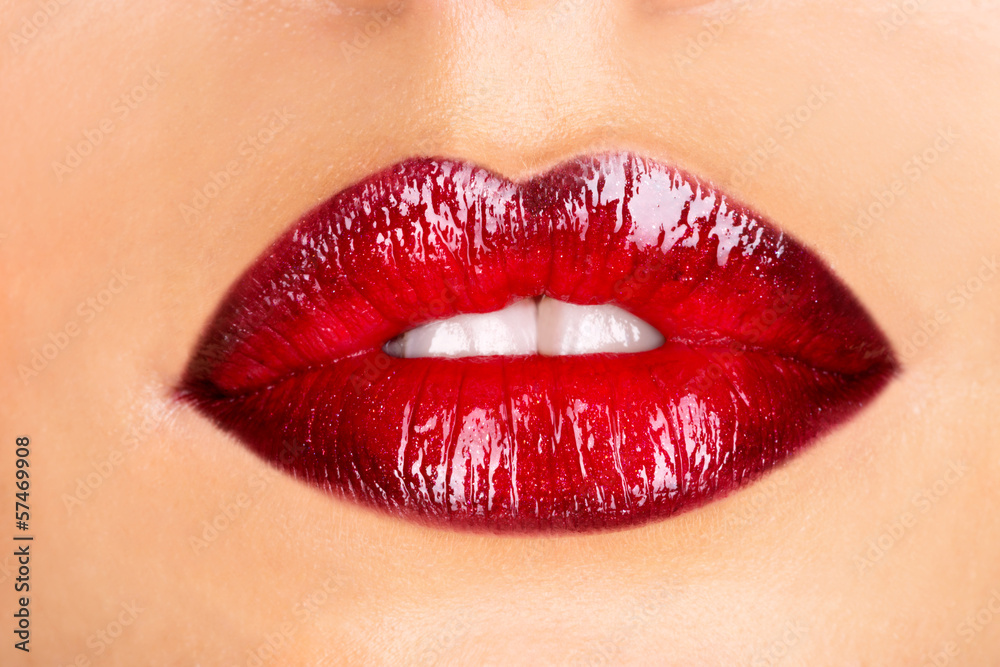 Macro photo of a red woman's lips Macro photo of a red woman's lips