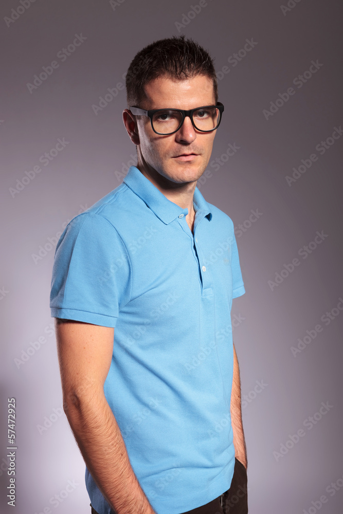 Fototapeta premium profile of casual man looking at you