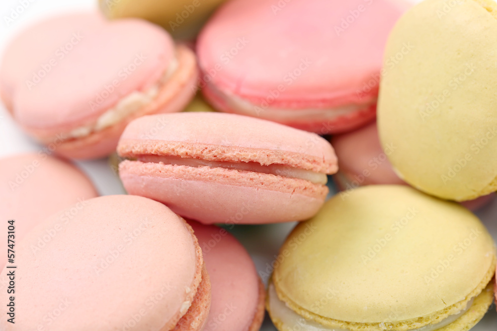 Background of several various macaroons cakes Background of several various macaroons cakes