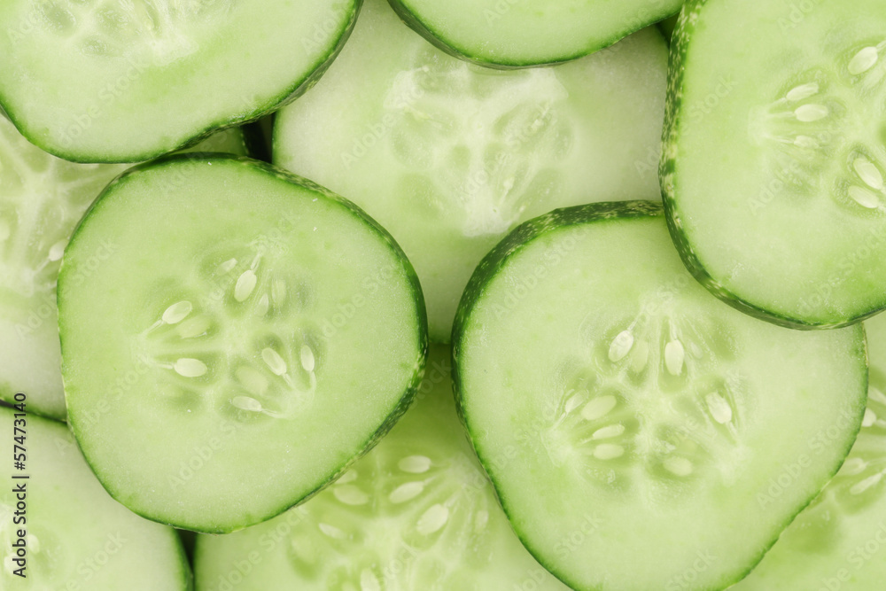 Close up fresh green sliced cucumber Close up fresh green sliced cucumber