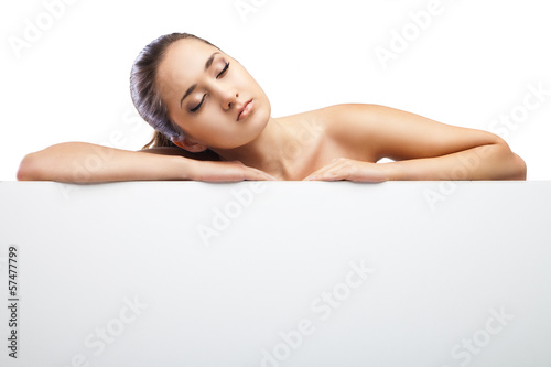 Beauty Woman Lying Down isolated on White