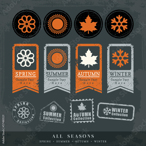 four seasons symbol vector illustration for postage stamp label