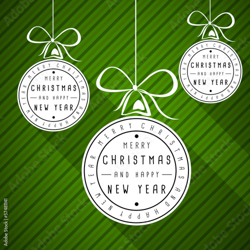 oblique green christma striped card with flat balls