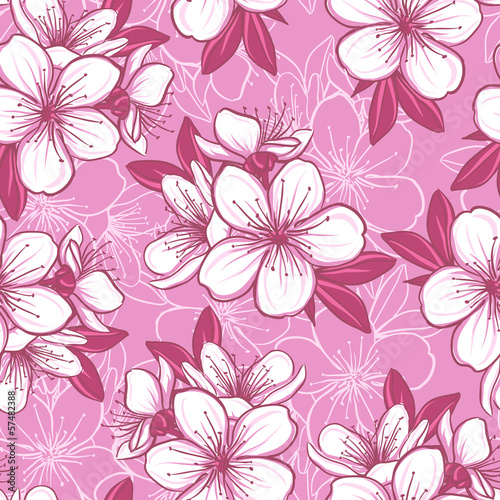 Seamless pattern with cherry blossom © Elena Terletskaia