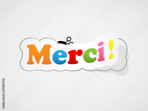 Etiquette "MERCI" (carte remerciements gratitude joie plaisir)