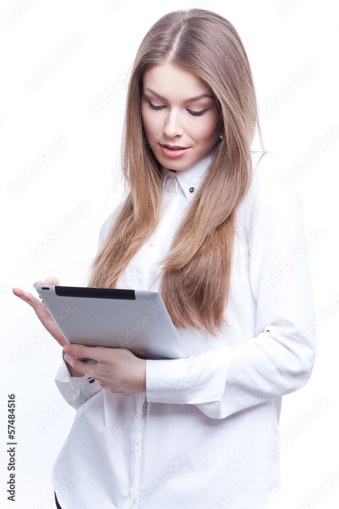 Young woman with tablet computer PC Young woman with tablet computer PC