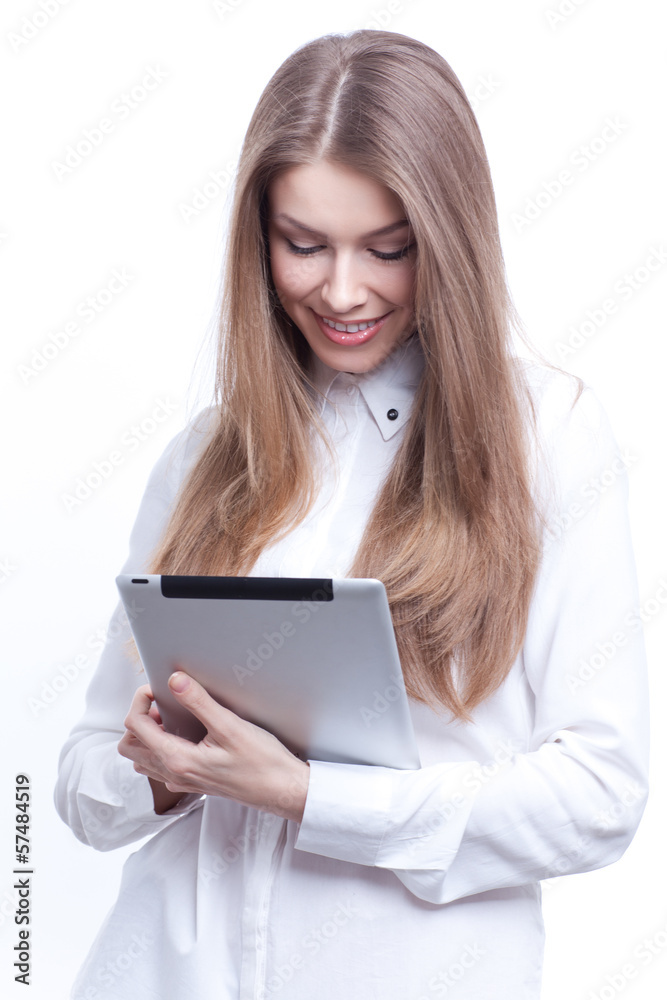 Young woman with tablet computer PC Young woman with tablet computer PC