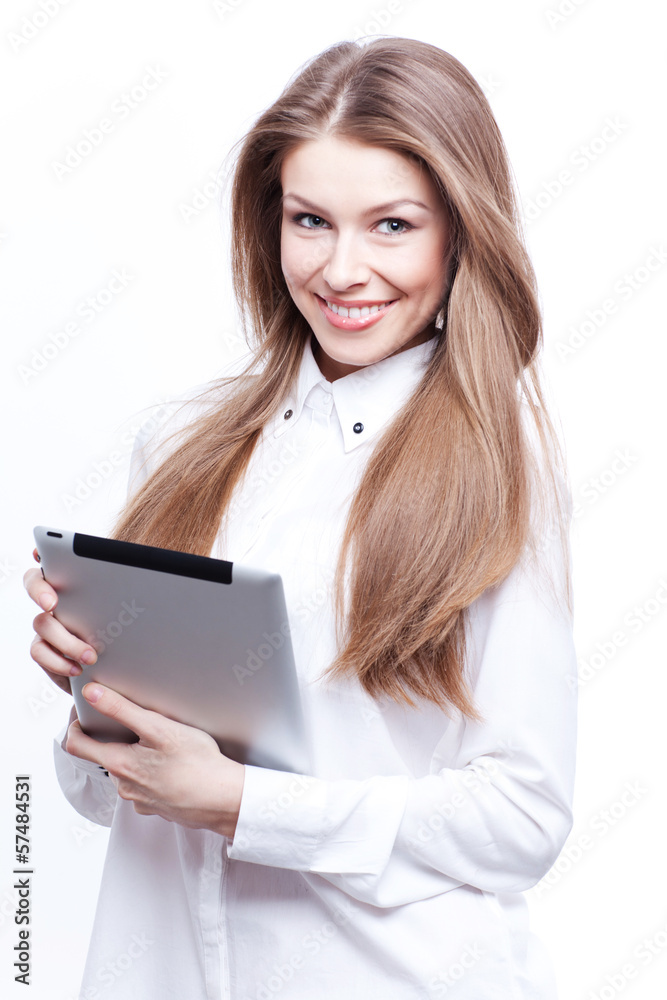 Young woman with tablet computer PC Young woman with tablet computer PC