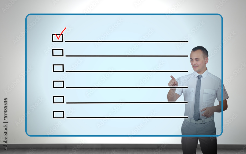 virtual screen with checklist