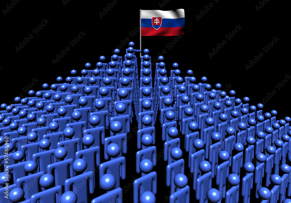 Fototapeta premium Pyramid of abstract people with Slovakia flag illustration
