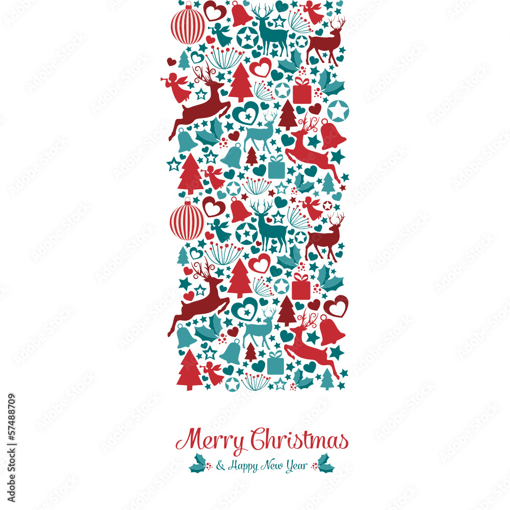 Weihnachtskarte aus weihnachtlichen Symbolen
