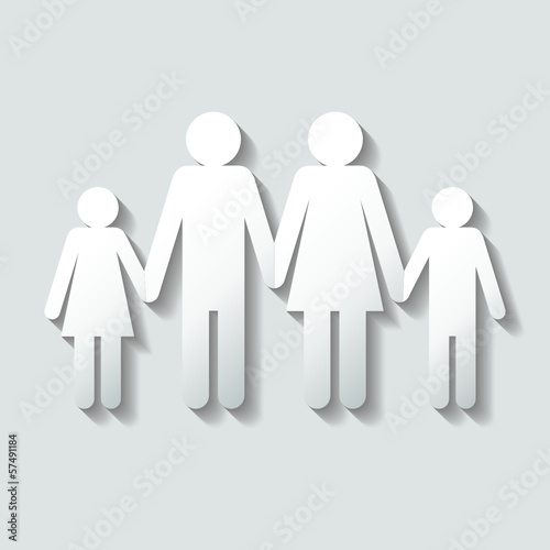 Family Girl Dad Mom Boy Paper Silhouette