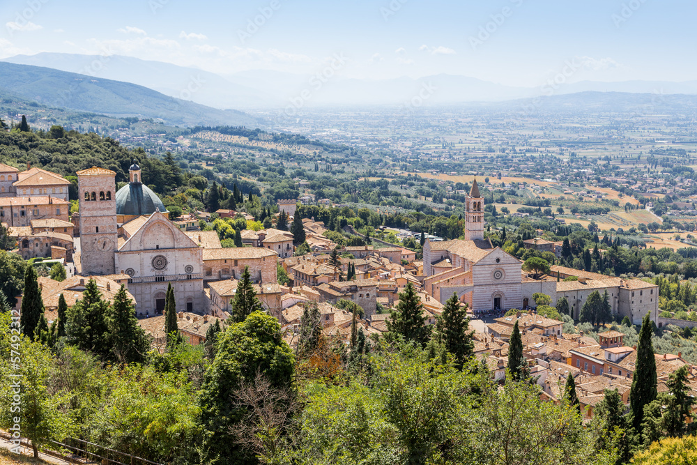 view of medieval Assisi town, Italy