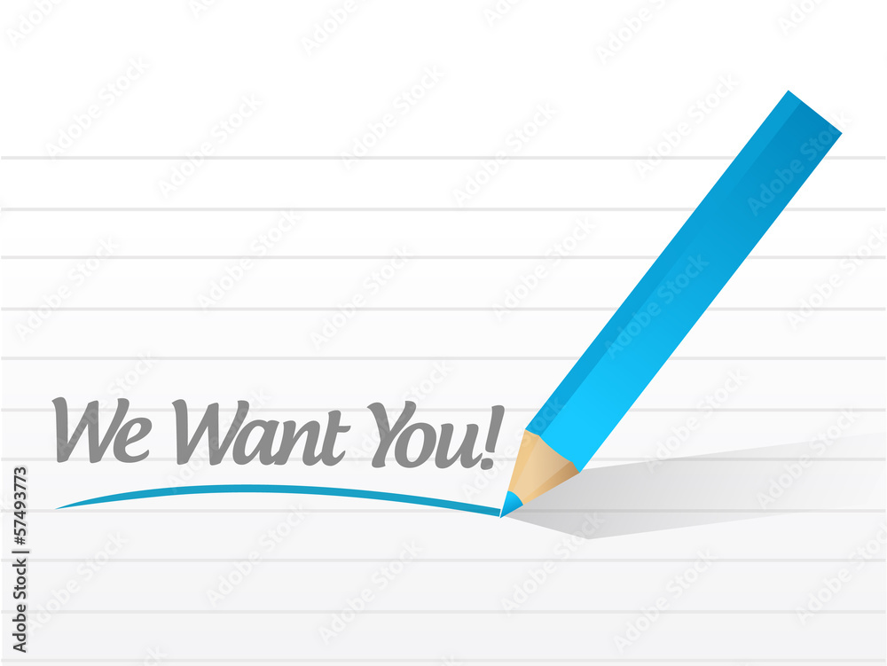 we want you written message illustration we want you written message illustration