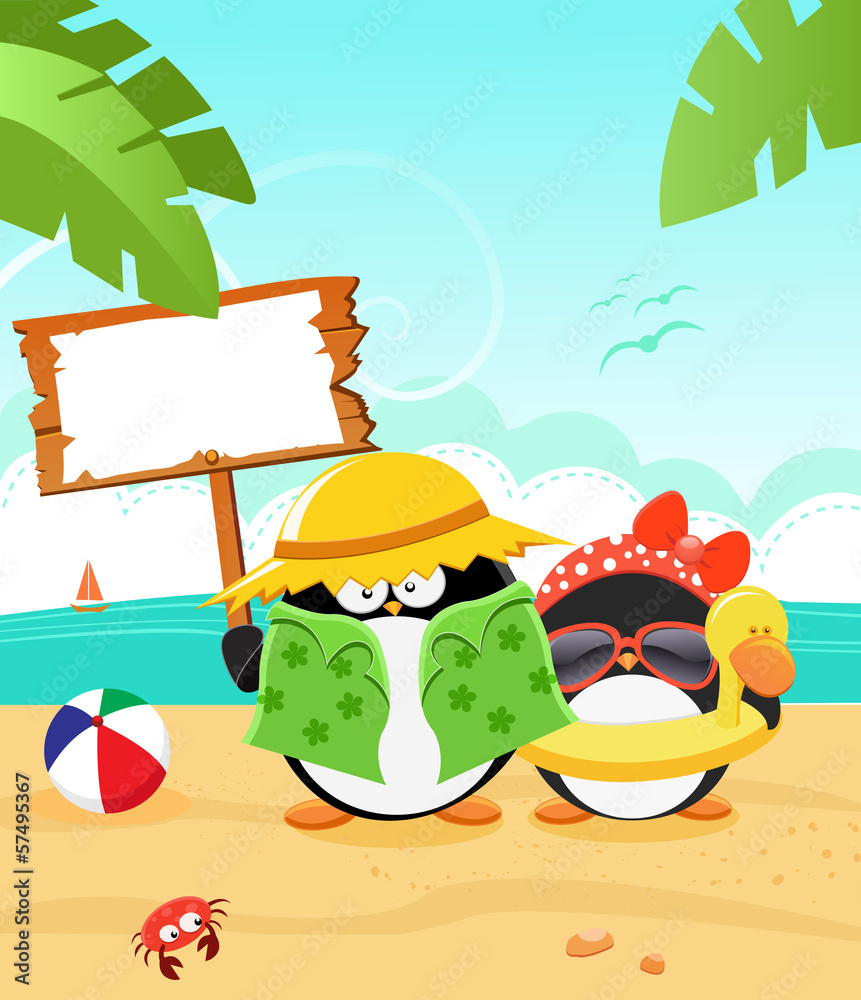 Naklejka premium Summer Penguins
