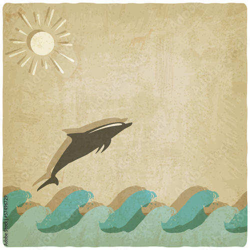 Vintage background with dolphin