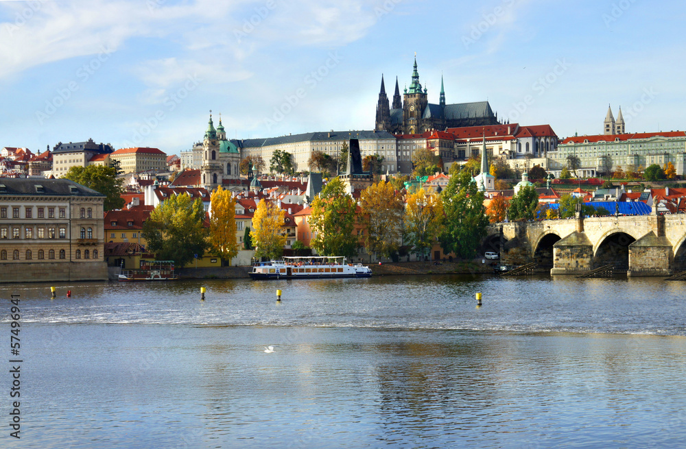 Fototapeta premium Prague Castle and Charles bridge, Czech Republic