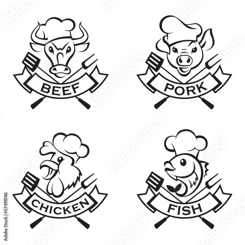 collection of grill labels