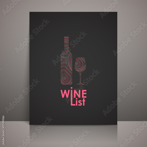 Billede på lærred wine list design with a bottle and a wineglass signs