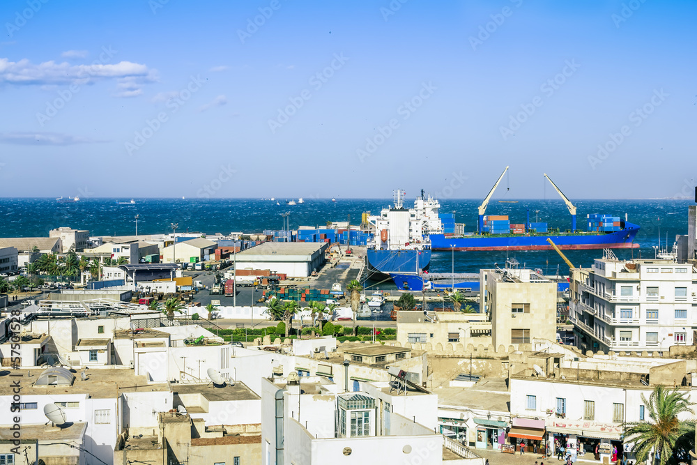 View from the heights over the port  of Sousse Tunisia