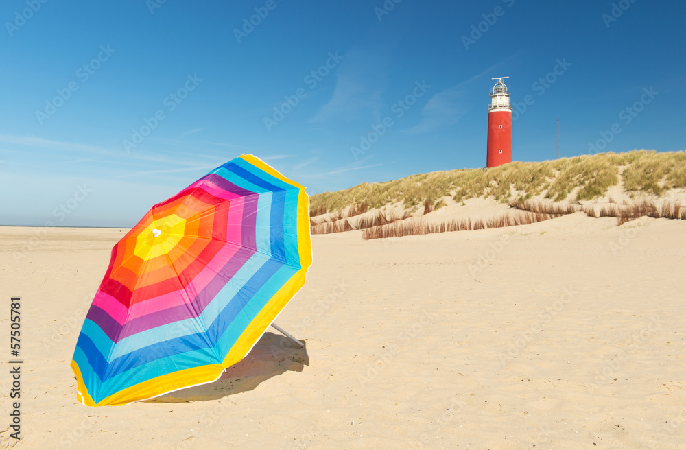 Naklejka premium Lighthouse on Dutch wadden island Texel