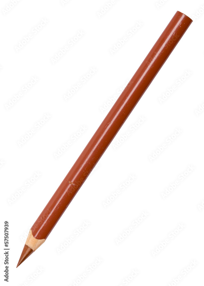 old red ochre coated coloring pencil, isolated on white old red ochre coated coloring pencil, isolated on white