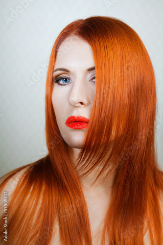 beautiful woman with gorgeous red hair