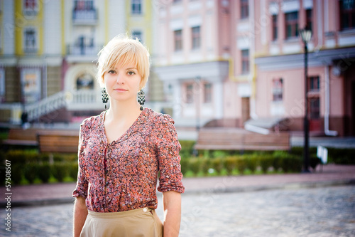 Nice girl at european street