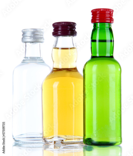 Minibar bottles, isolated on white