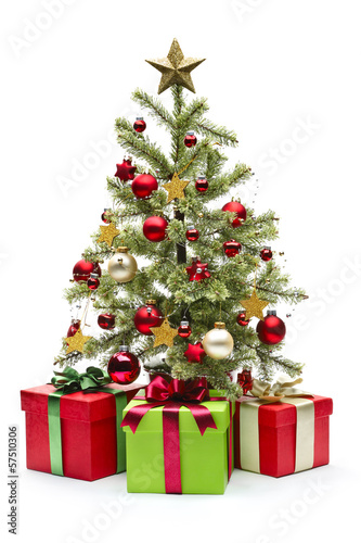 Decorated Christmas tree and gifts © Li Ding