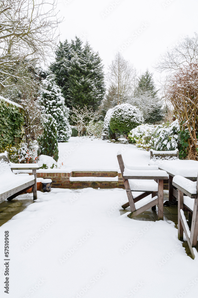 Naklejka premium British garden in winter