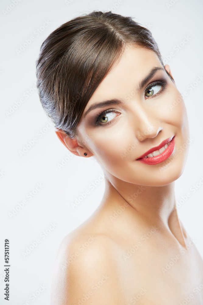 Close up portrait of beautiful young woman face.