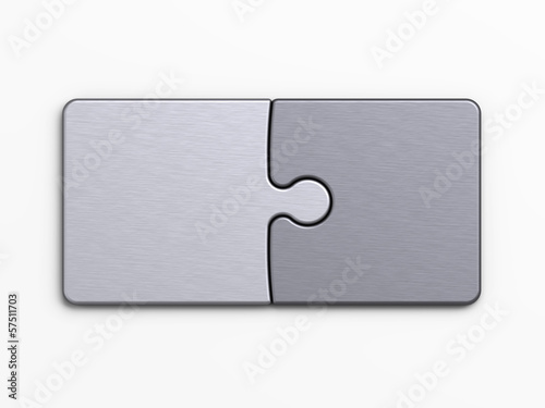 metal pieces of puzzle to place concepts with clipping path