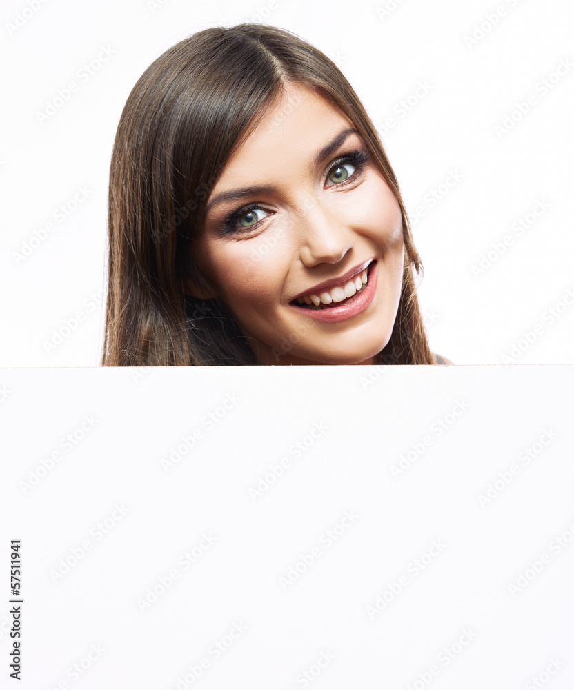 Close up business woman portrait. White background female portr Close up business woman portrait. White background female portr