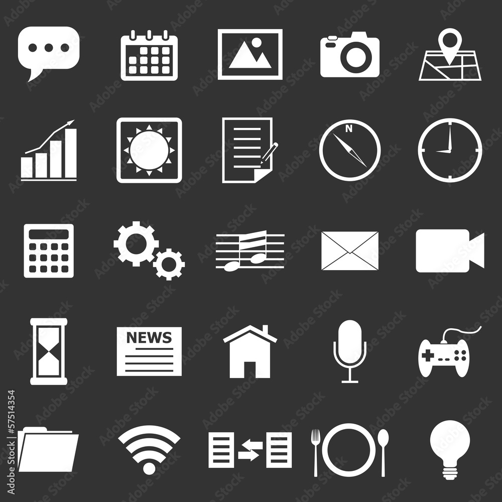 Application icons on black background Application icons on black background