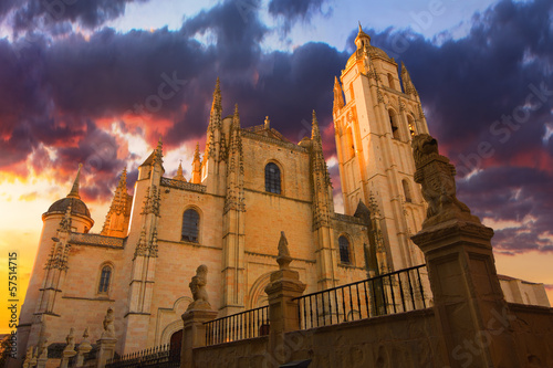 Sunset Image of the cathedral of Segovia.