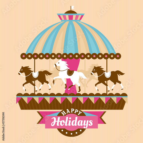 Greeting card with merry-go-round