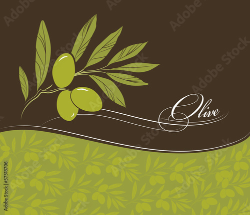 olive. Decorative olive branch. For label, pack. Olive pattern.