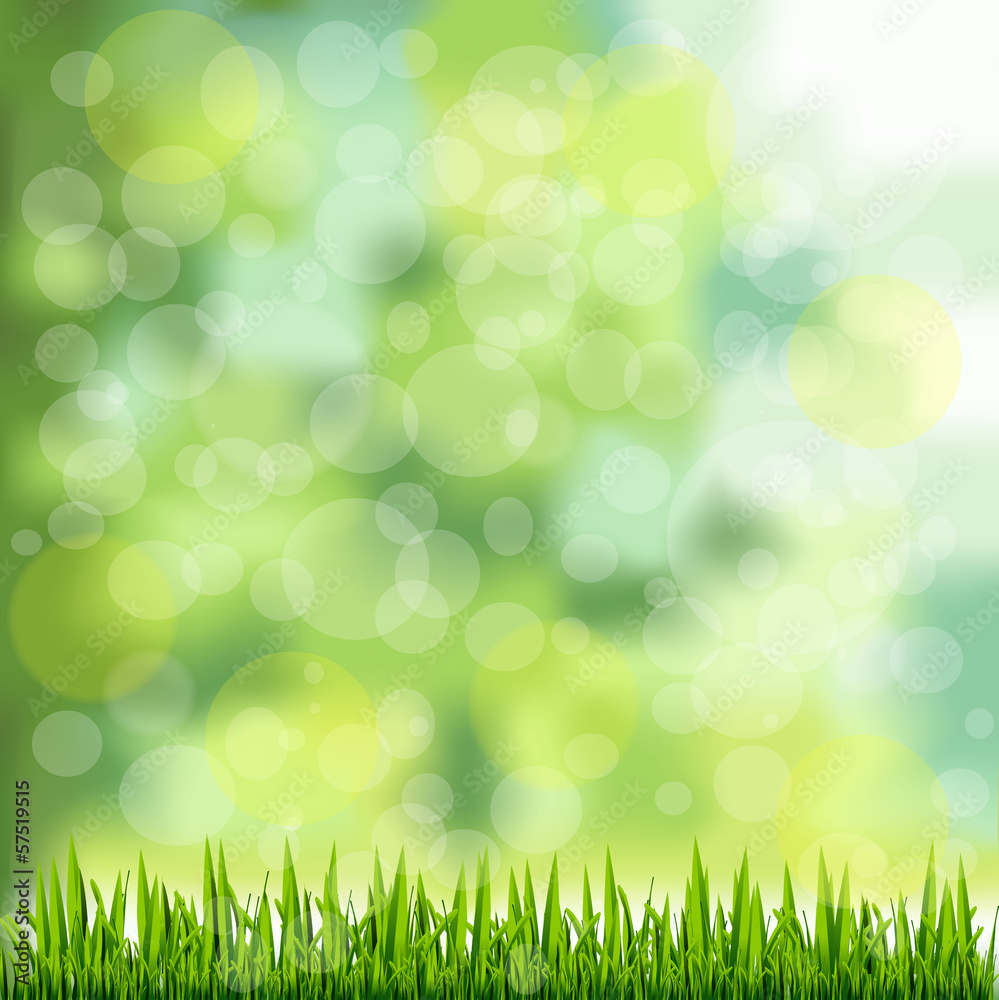 Grass Border On Natural Green Background